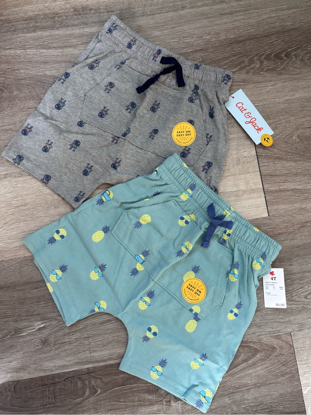 Cat & Jack Teal Pineapple and Gray Robot Shorts Set